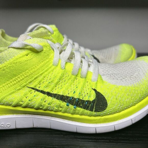 Nike Free 4.0 Flyknit Women's Size 7 Running Shoes Volt White - Picture 5 of 15